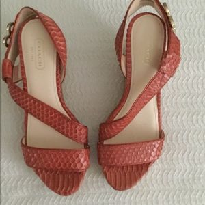 Coach wedge sandal - sz 6.5 - orange - cork wedge.